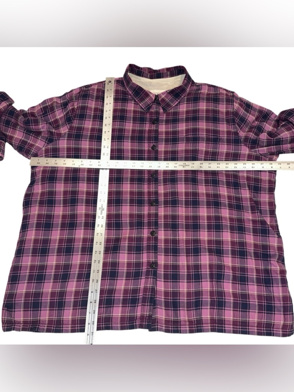 LL Bean Sherpa Lined Fleece Womens 3XL Purple Plaid Flannel Jacket Chore Coat - Picture 5 of 6